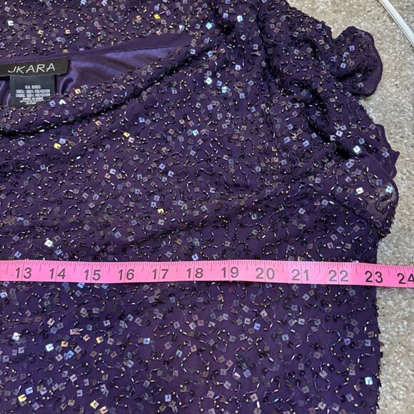 JKara Women's Elegant Cowl Neck Sequin Top Plum Sparkle, Plus Size 22W #242 - Picture 6 of 7